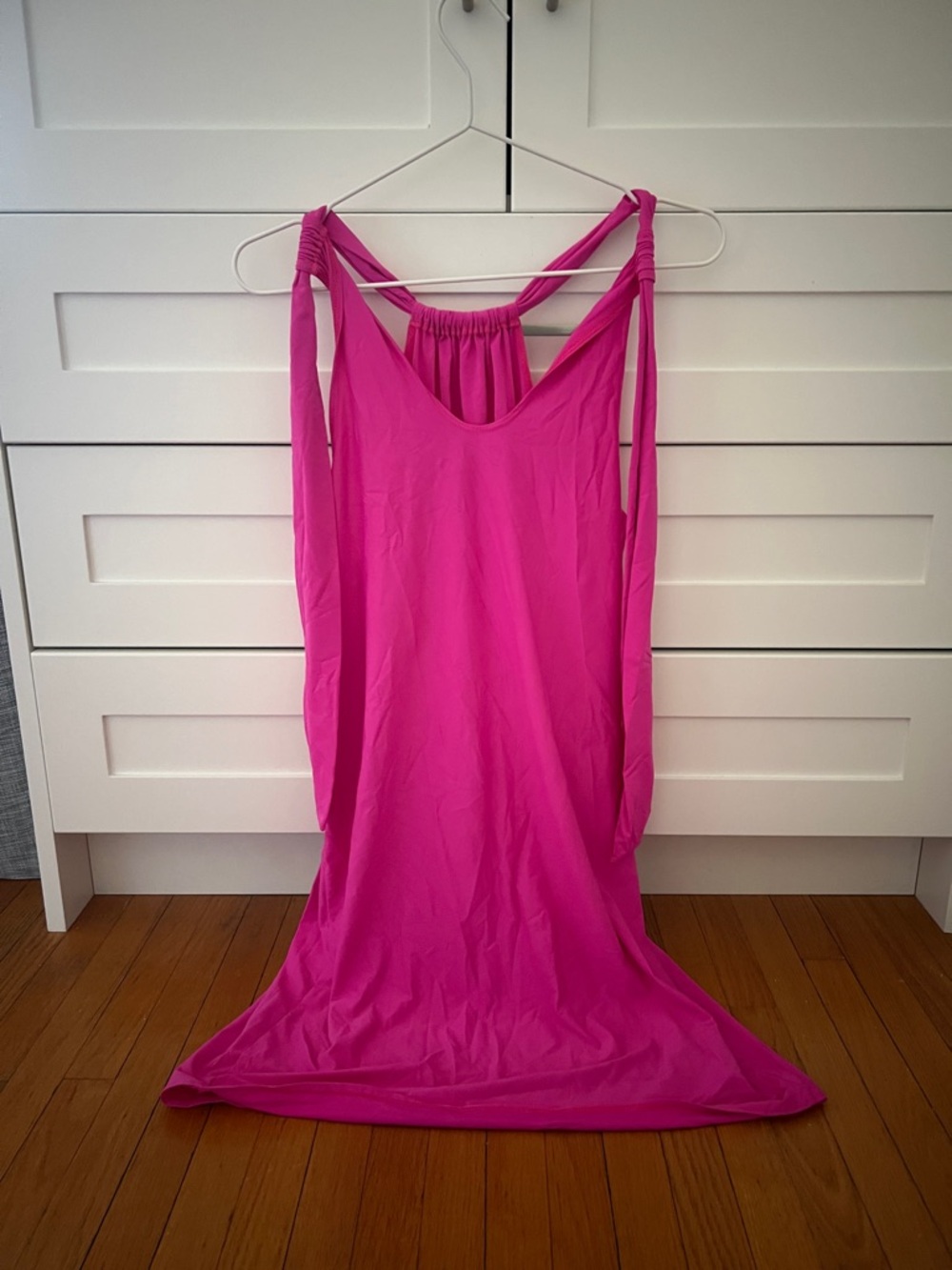 Tara Grinna Candy Pink Halter Dress with neck ties